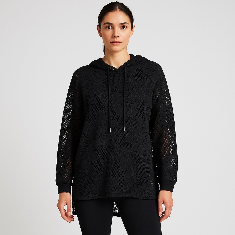 Free People Size Small Black Embroidery Hoodie